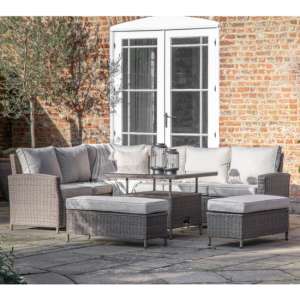 Savoz Sofa Set With Square Rising Dining Table In Grey