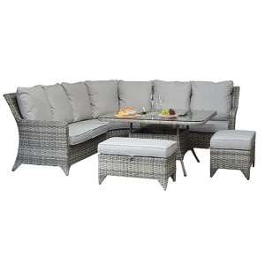 Savvy Corner Weave Dining Sofa Set With Ice Bucket In Grey
