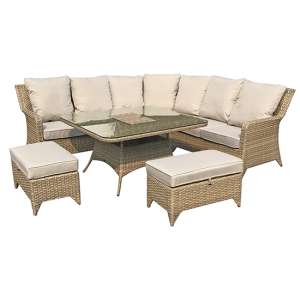 Savvy Corner Weave Dining Sofa Set With Ice Bucket In Natural