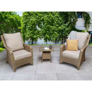 Savvy Weave 3 Piece High Back Lounge Set With Table In Natural
