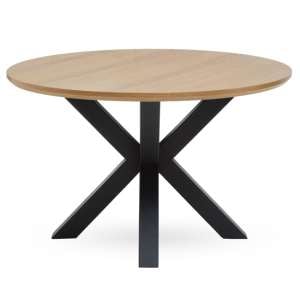 Sawford Round Wooden Dining Table In Natural And Black