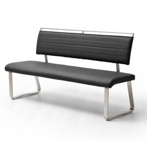Scala Dining Bench In Black PU And Brushed Stainless Steel