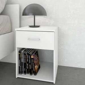 Scalia Wooden Bedside Cabinet In White With 1 Drawer