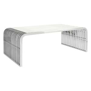 Sceptrum Curved Clear Glass Coffee Table With Steel Frame