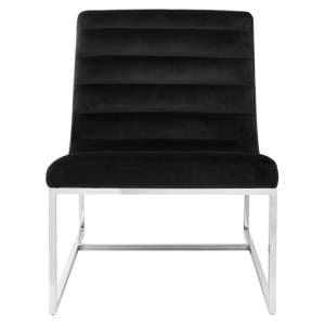 Sceptrum Curved Velvet Lounge Chair With Steel Frame In Black