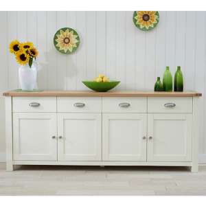 Sandra Wooden Sideboard With 4 Doors 4 Drawers In Oak And Cream