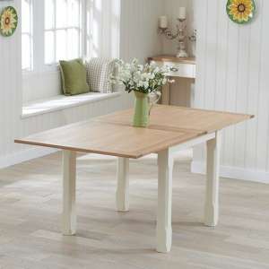 Sandra 90cm Extending Wooden Dining Table In Oak And Cream