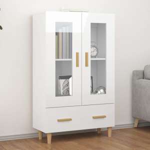 Scipo High Gloss Highboard With 2 Doors 1 Drawers In White