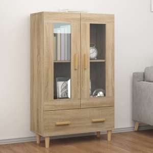 Scipo Wooden Highboard With 2 Doors 1 Drawers In Sonoma Oak