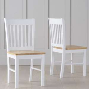 Botain Oak And White Wooden Dining Chairs In A Pair