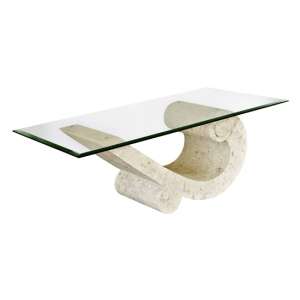 Seagull Clear Glass Coffee Table With Mactan Stone Base