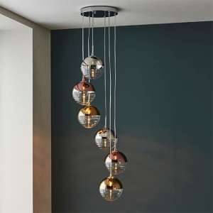 Seattle 6 Lights Ceiling Pendant Light In Polished Chrome