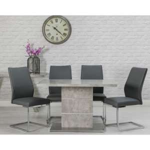 Seattle Marble Effect Dining Set With 4 Grey Dining Chairs