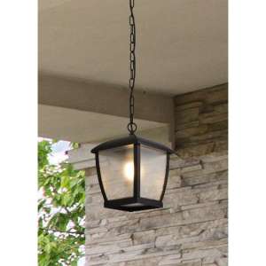 Seattle Outdoor Clear Acrylic Ceiling Pendant Light In Black