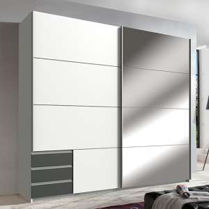 Seattle Sliding Door Mirrored Wardrobe In White And Graphite