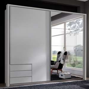 Seattle Sliding Door Mirrored Wardrobe In White