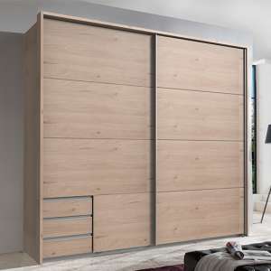 Seattle Sliding Door Wooden Wardrobe In Hickory Oak