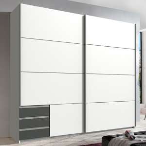 Seattle Sliding Door Wooden Wardrobe In White And Graphite