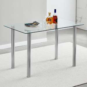 Silo Clear Glass Dining Table With Chrome Metal Legs