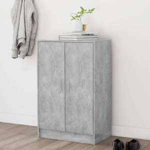 Seiji Wooden Shoe Storage Cabinet With 2 Doors In Concrete Effect
