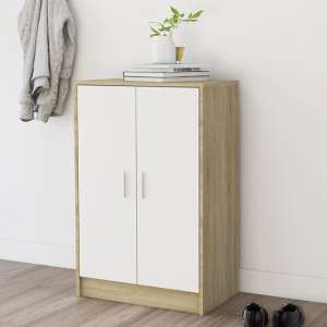 Seiji Wooden Shoe Storage Cabinet With 2 Doors In White Oak