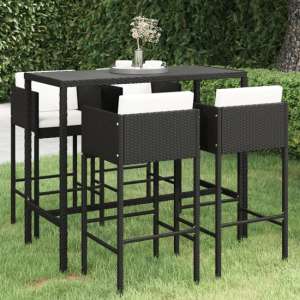 Selah Large Glass Top Bar Table With 4 Avyanna Chairs In Black
