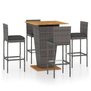 Selah Large Wooden Top Bar Table With 4 Audriana Chairs In Grey
