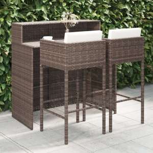 Selah Poly Rattan Bar Table With 2 Avyanna Chairs In Brown