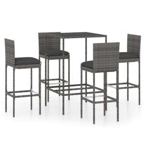 Selah Small Glass Top Bar Table With 4 Audriana Chairs In Grey