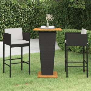Selah Small Wooden Top Bar Table With 2 Avyanna Chairs In Black