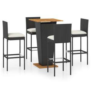 Selah Small Wooden Top Bar Table With 4 Audriana Chairs In Black