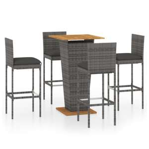 Selah Small Wooden Top Bar Table With 4 Audriana Chairs In Grey
