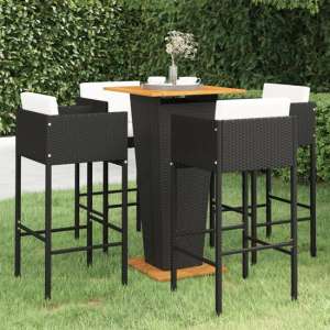 Selah Small Wooden Top Bar Table With 4 Avyanna Chairs In Black
