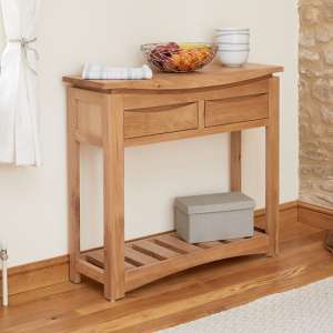 Seldon Contemporary Console Table In Oak With 2 Drawers