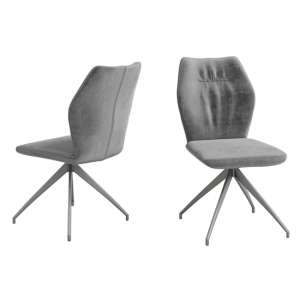 Saltash Dark Grey Velvet Fabric Dining Chairs In Pair