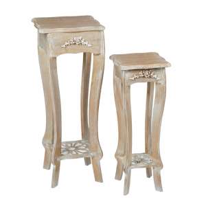 Poulton Wooden Set Of 2 Side Table In Weathered Oak