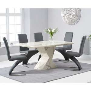 Senna High Gloss Marble Dining Table In White With 6 Chairs