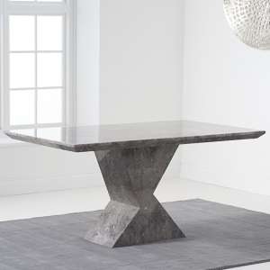 Senna Rectangular High Gloss Marble Dining Table In Grey