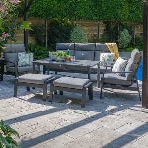 Sentra Outdoor Lounge Dining Set In Grey