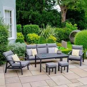 Sentra Outdoor Reclining Lounge Set With Coffee Table In Dusk