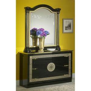 Serena High Gloss Dresser With Mirror In Black And Gold