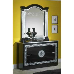 Serena High Gloss Dresser With Mirror In Black And Silver