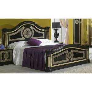 Serena High Gloss Super King Size Bed In Black And Gold