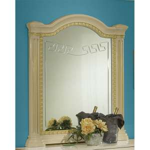 Serena High Gloss Wall Mirror In Beige And Gold