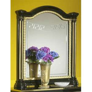 Serena High Gloss Wall Mirror In Black And Gold