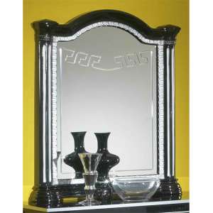 Serena High Gloss Wall Mirror In Black And Silver