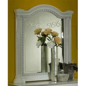 Serena High Gloss Wall Mirror In White And Silver