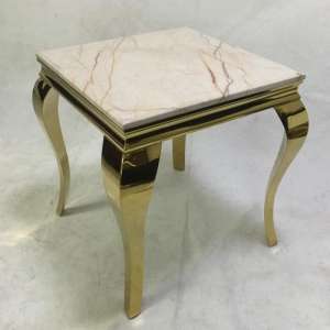 Serena Marble Coffee Table Square In White With Metal Frame