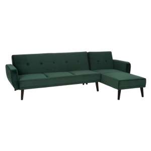 Phecda Polyester Velvet 3 Seater Sofa Bed In Green   