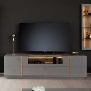 Setif Wooden TV Stand In Arctic Grey With 2 Doors And LED